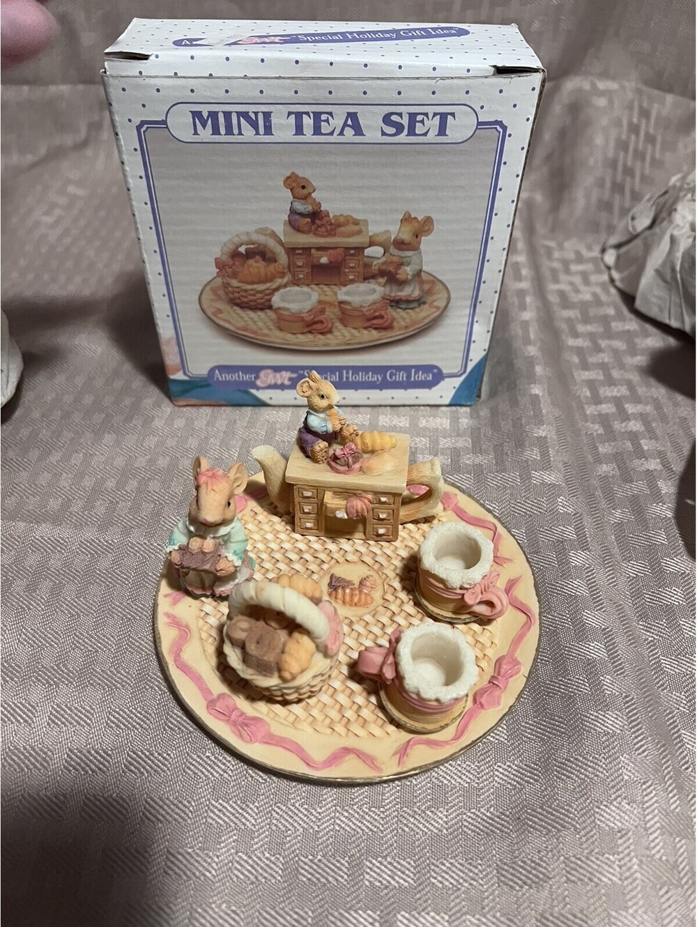 Vintage Great Western Trading Mini Tea Set Mice Bakery NOS Rare Original Box ‘96